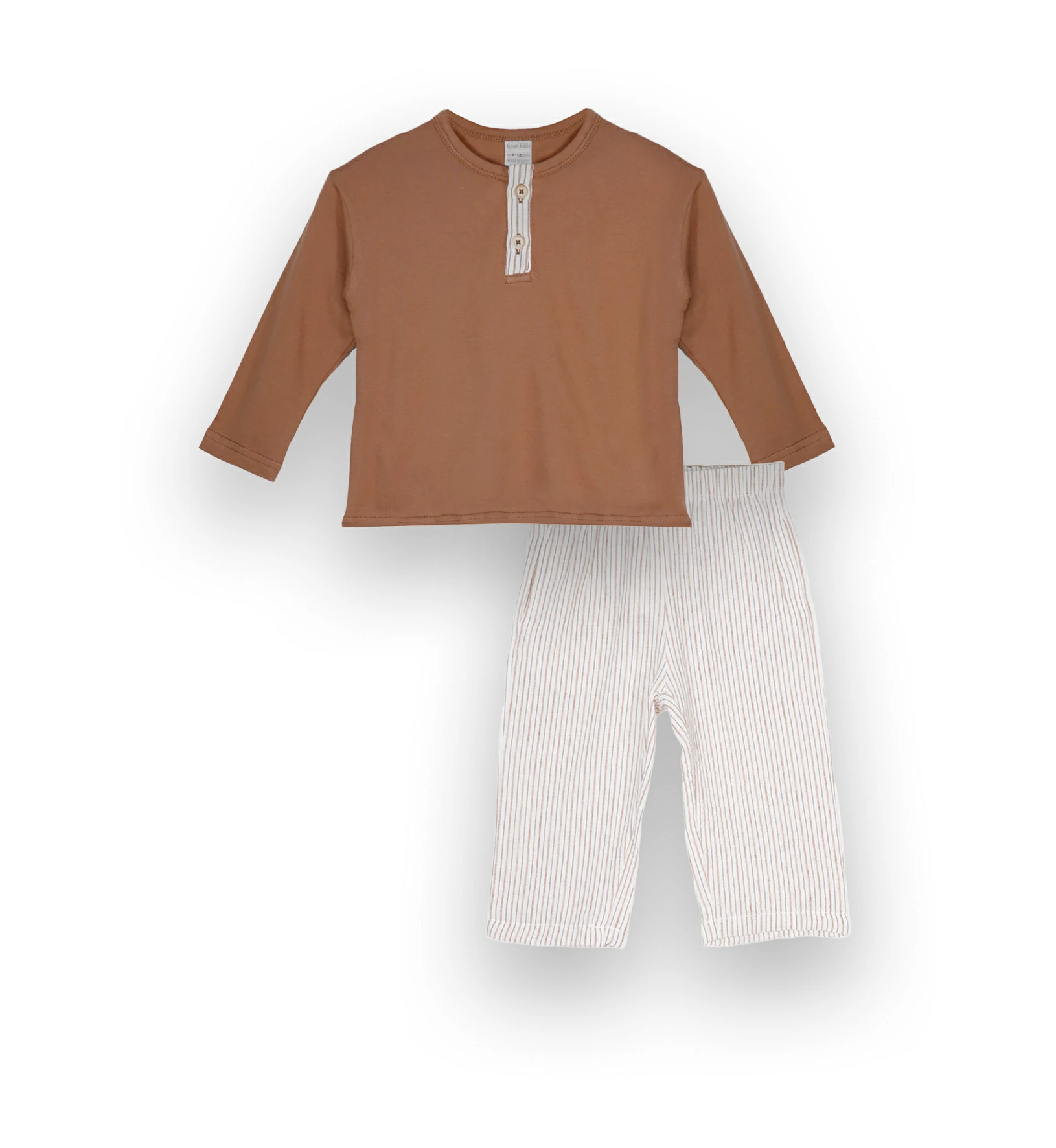 261162 BN Cotton Pajamas For Boys 261162 - Brown 9-24 Months - Image 1