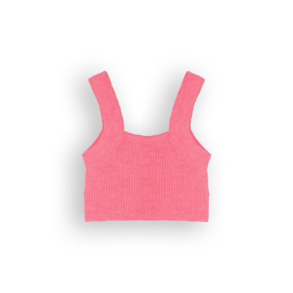 Set Poplin Dress & Knitwear Vest 251403-251259 White&Fuscia - Image 3