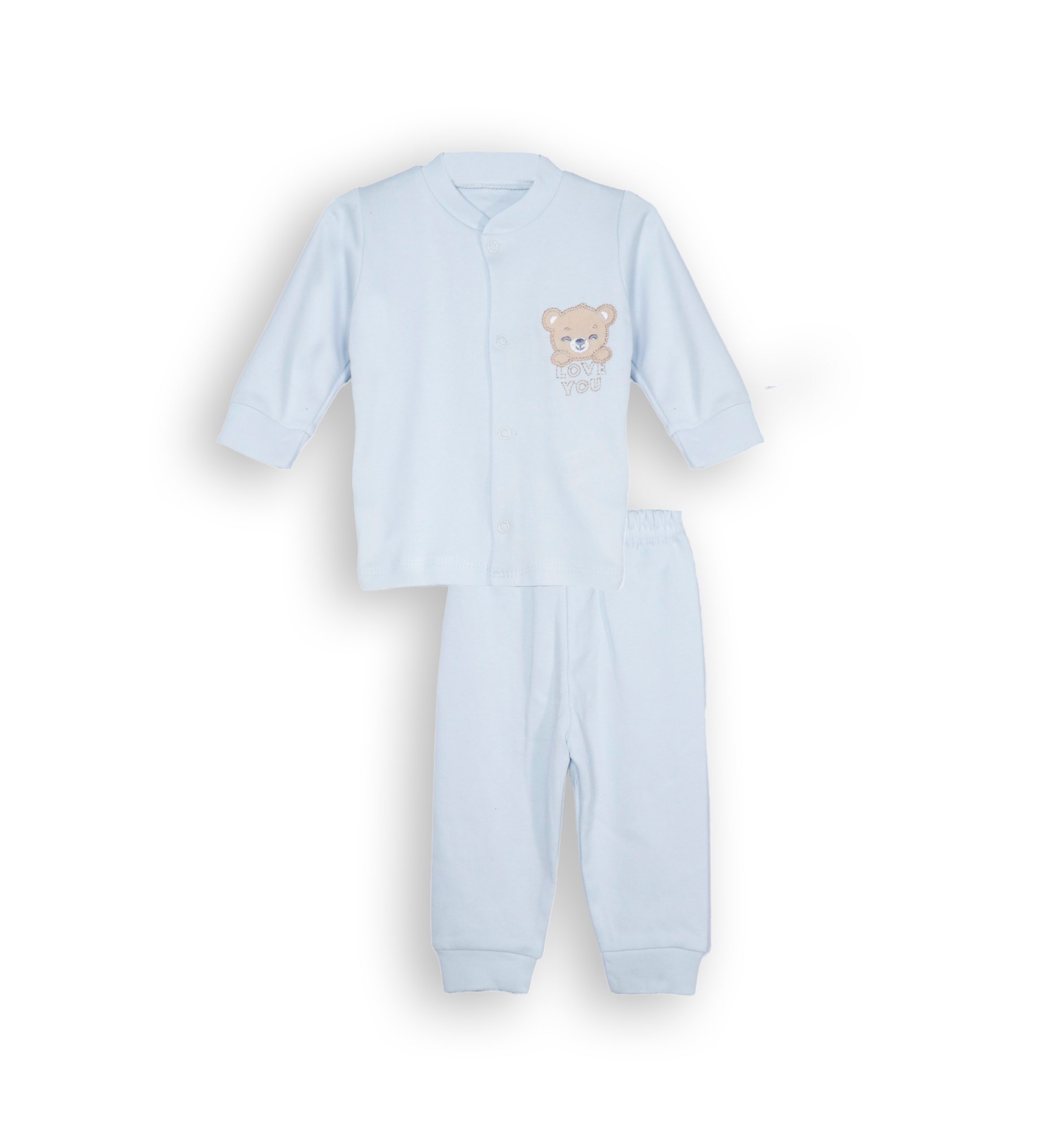 261607 SB Cotton Pajamas For Boys 261607 - Sky Blue 0-6 Months - Image 1