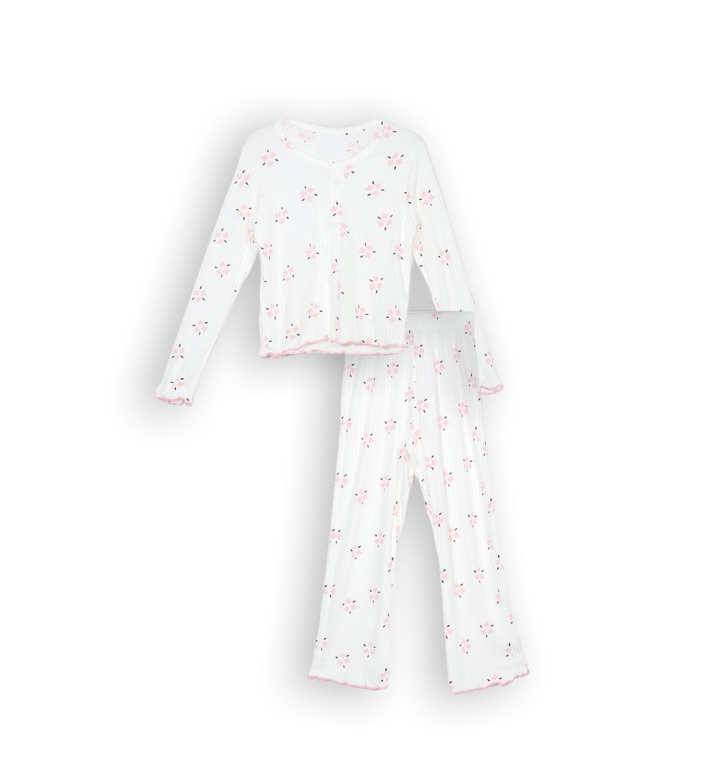 261023 OW2 Ribbed Cotton Pajamas 261023 - Off White 6-14 Years - Image 1
