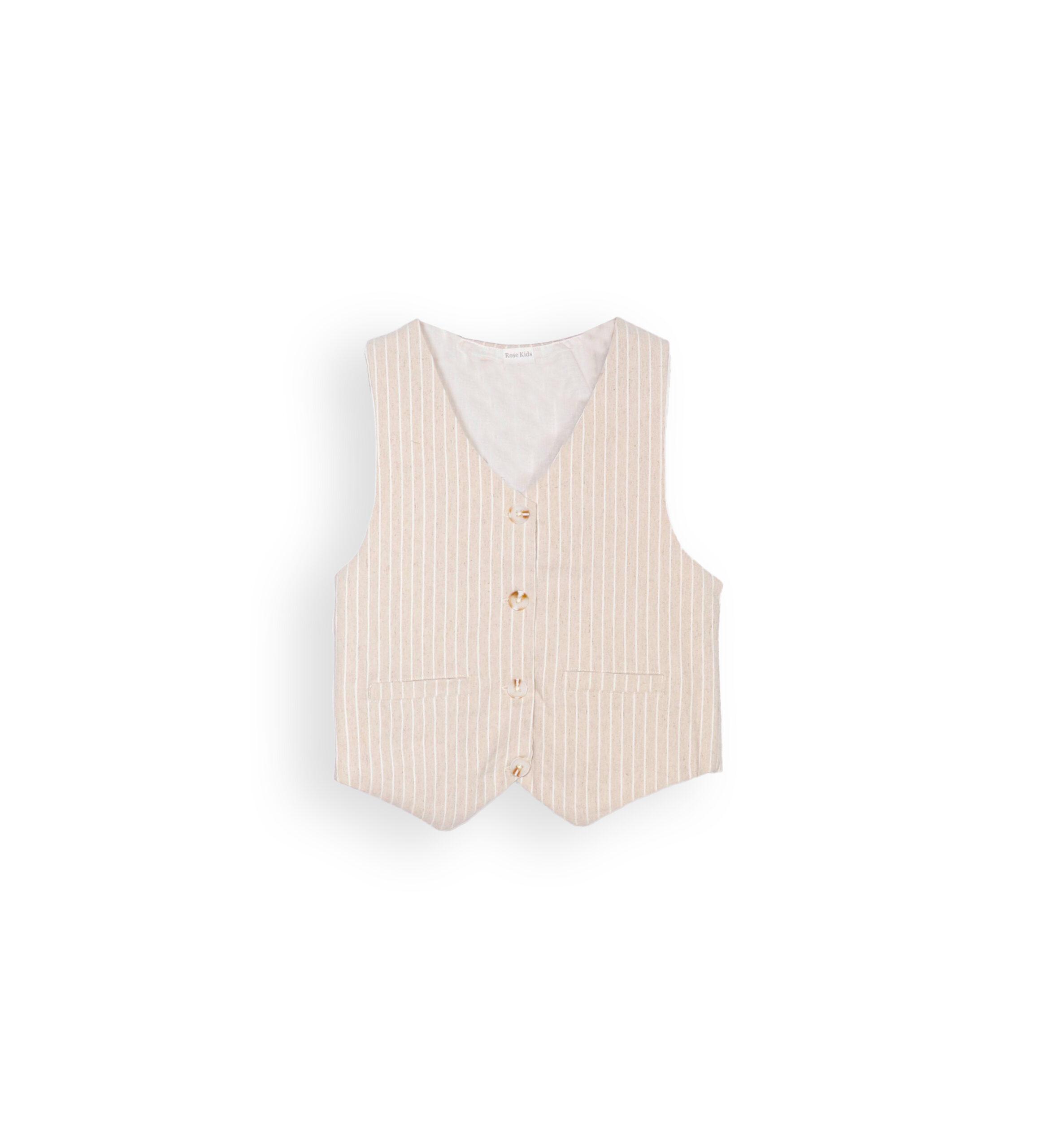 261256 BG1 Linen Waistcoat 261256 - Beige 9-12 Years - Image 1